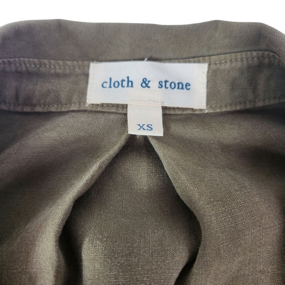 ANTHROPOLOGIE CLOTH & STONE army green button down shirt XS - Picture 4 of 15
